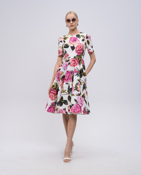 Dolce&Gabbana Белое платье миди в цветочный принт F6F4STHS5S4