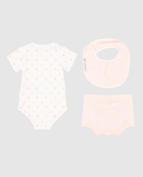 Moncler ENFANT Детский розовый набор с боди, трусики и слюнявка с логотипом логотип. K19518P0000489AT0