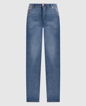 Balmain Синие джинсы скини с эффектом потертости FF1MF066DF79