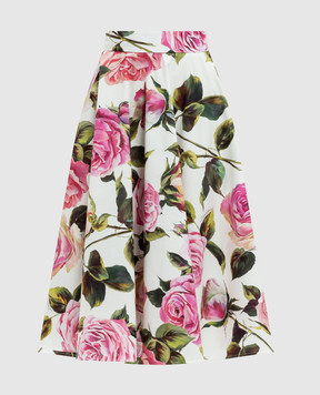 Dolce&Gabbana Біла спідниця міді в квітковий принт F4C1XTHS5S4