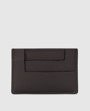 Tom Ford Коричневый кожаный картхолдер с металлическим логотипом. S0466LCL095G