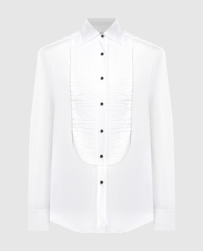 Brunello Cucinelli Белая рубашка-смокинг с плиссированием ME624S1866