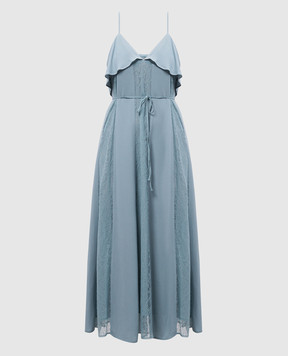 Twinset Блакитна сукня міді з мереживом 251TP2412