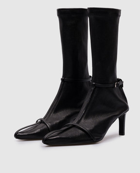 Jil Sander Черные кожаные ботильоны с ремешками J15WU0085P7083