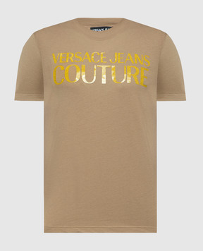 Versace Jeans Couture Коричневая футболка с логотипом 76HAHG03CJ00G