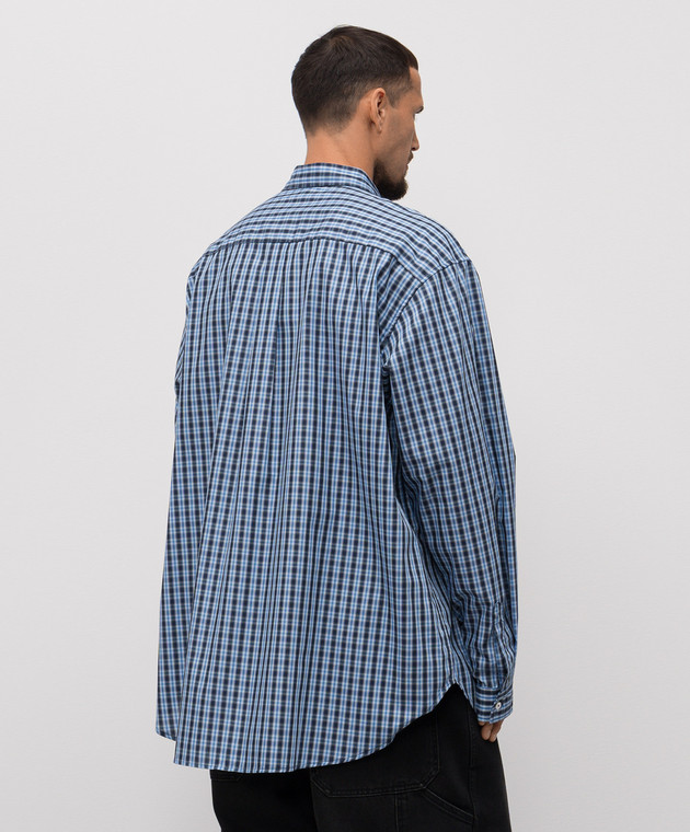 Vetements Синя сорочка в клітинку з аплікацією UH76SH280CN зображення 4