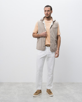Brunello Cucinelli Оранжевая футболка с эффектом наложения слоев M0B137427