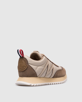 Moncler Бежевые комбинированные кроссовки Pacey с логотипом K109A4M00210M4156