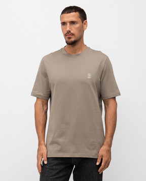 Brunello Cucinelli Футболка цвета хаки с принтом логотип логотип M0B138440
