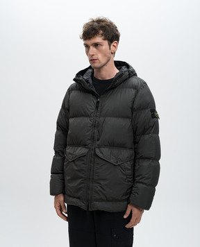 Stone Island Зеленый пуховик с логотипом 811540723