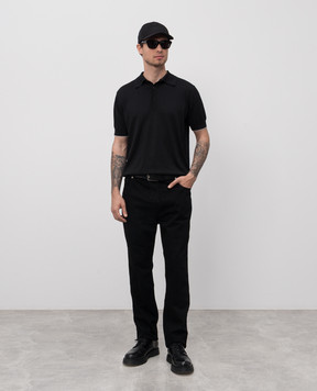 Balmain Чорне поло з шовком FH1GB020KI73