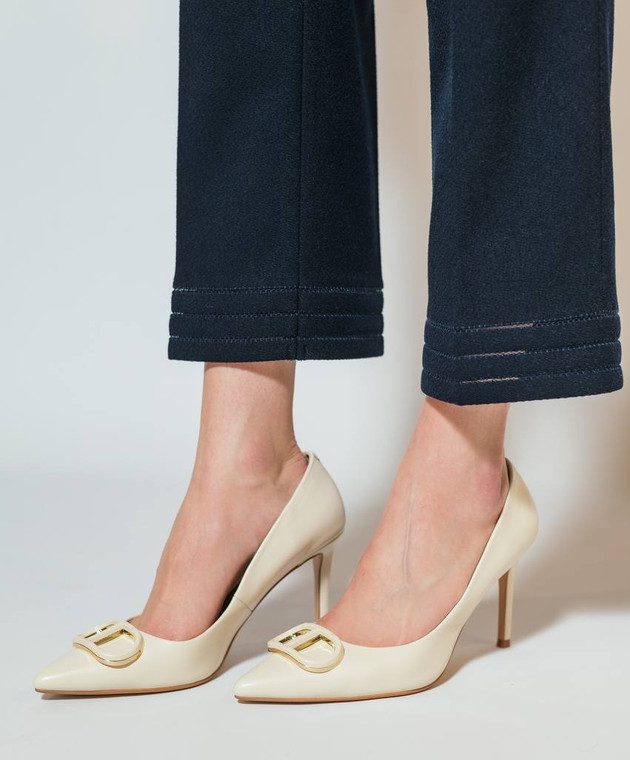 Twinset Белые кожаные туфли Oval T 251TCP060 изображение 7