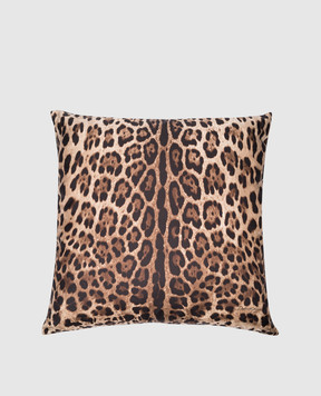 Dolce&Gabbana Коричнева подушка із шовку в леопардовий принт TCE002TCAF9