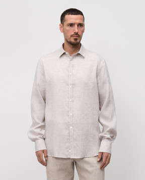 Canali Бежевая рубашка из льна GL03098CSL7077
