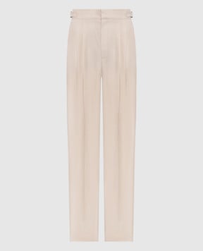Loro Piana Бежевые брюки из льна FAP0042
