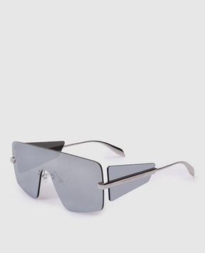 Alexander McQueen Сріблясті сонцезахисні окуляри Silver Shield 792489I3310