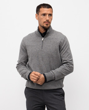 Brunello Cucinelli Сірий джемпер з кашеміру з блискавкою M2200124