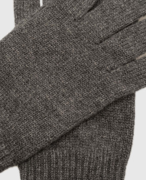 Brunello Cucinelli Серые перчатки из кашемира с окантовкой M2293118