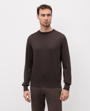 Doriani Cashmere Коричневий джемпер з вовни, шовку і кашеміру 18000Z79