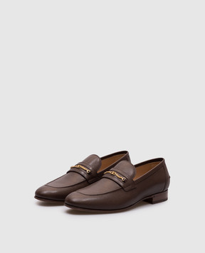 Valentino Коричневі шкіряні лофери з ембемою VLogo Signature 7Y2S0K73ZWD