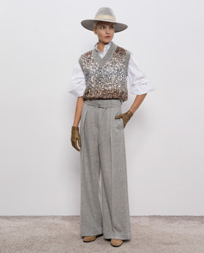 Brunello Cucinelli Серый жилет с шерстью с пайетками M1U375902P