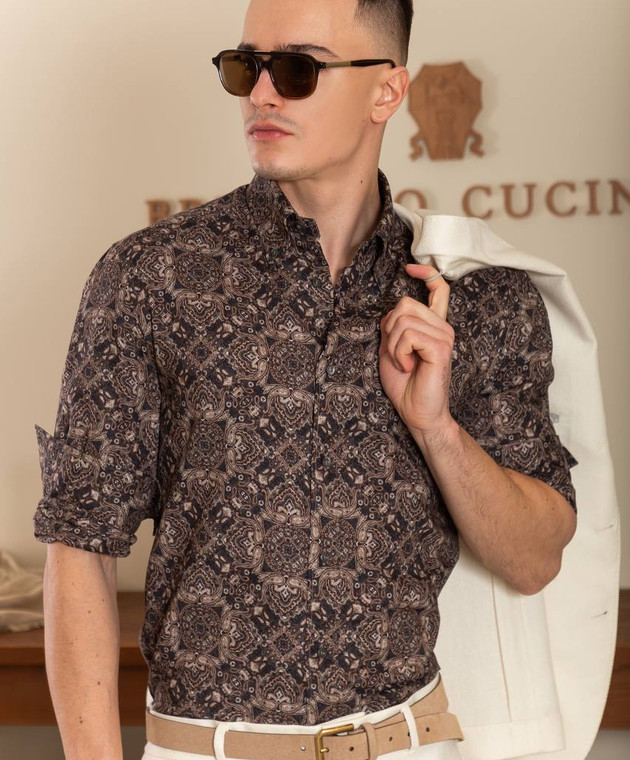 Brunello Cucinelli Коричневые солнцезащитные очки Sartorial Sunset MOCMULTS02 изображение 7