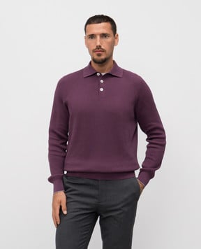 Brunello Cucinelli Фиолетовое поло в рубчик M29400105