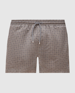Brunello Cucinelli Зелені шорти для плавання в принт з емблемою логотипа MW856053P