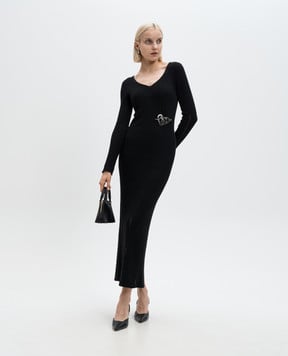 Twinset Чорна сукня з вовною в рубчик 242TP3440