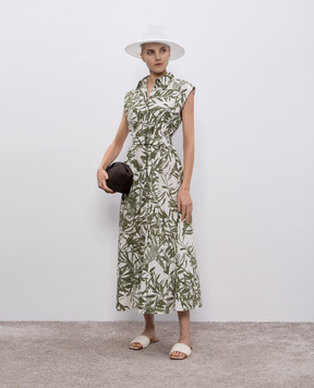 Brunello Cucinelli Зелена сукня-сорочка в принт ML900A5286