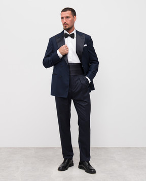 Brunello Cucinelli Синие брюки из шерсти и шелка MF460PS04