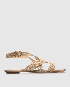 Stuart Weitzman Золотые кожаные сандалии Thea SK786