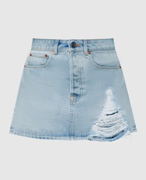 Vetements Голубая джинсовая юбка с эффектом потертости WE64SK750N