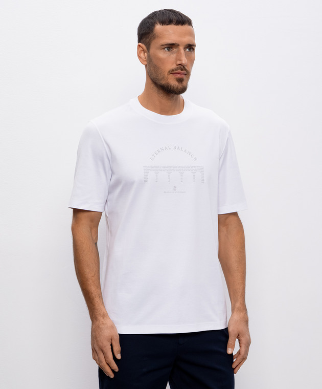 Brunello Cucinelli Белая футболка с принтом M0B138413 изображение 3