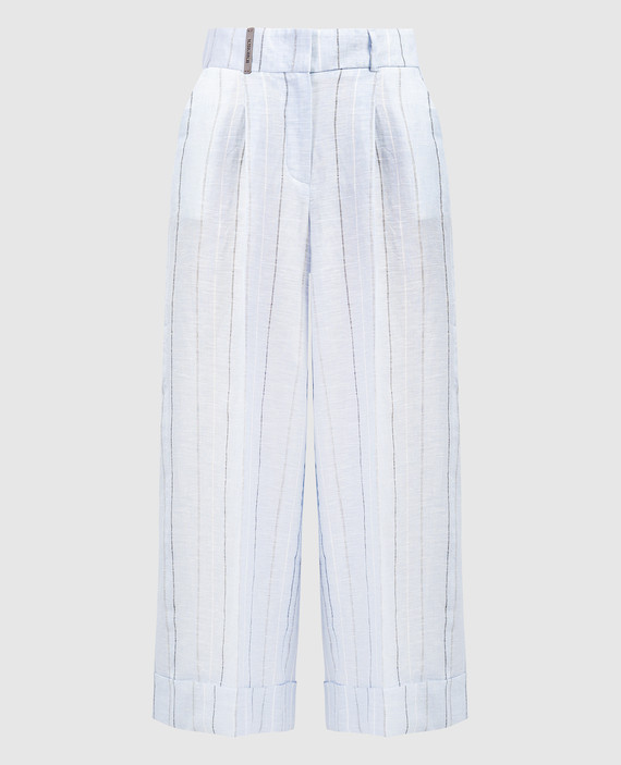Blue striped linen pants