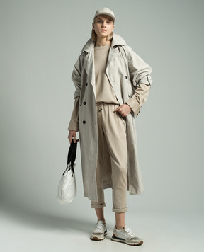 Brunello Cucinelli Бежевый свитшот с шелком с цепочкой мониль MD828SM600