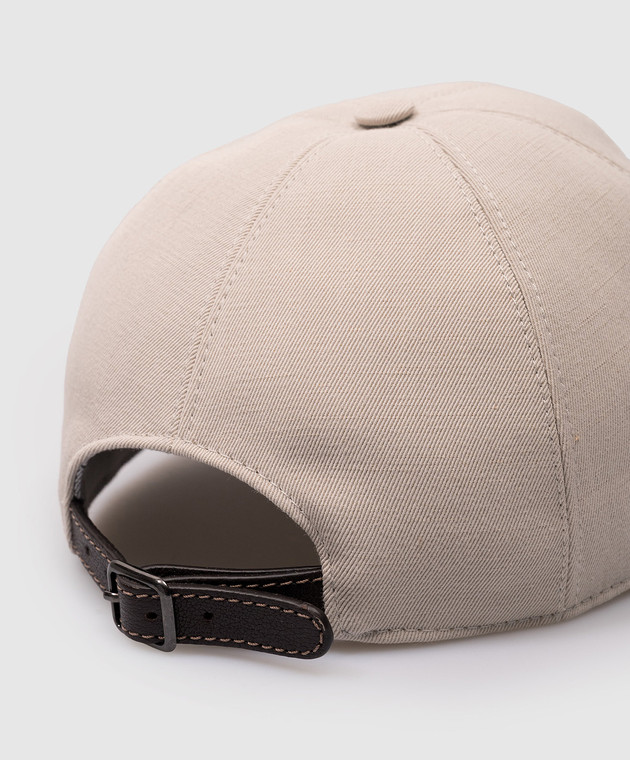 Brunello Cucinelli Бежевая кепка с леном с цепочкой мониль MCAP90078 изображение 4