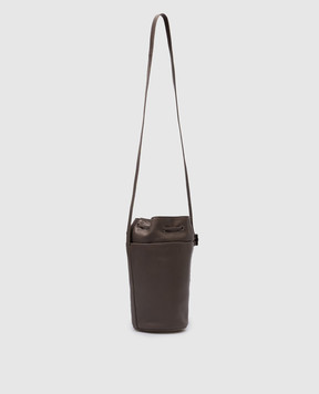 Brunello Cucinelli Коричневый кожаный мешок бакет-бег с логотипом. MBIRD2620P