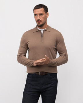 Canali Коричневое поло из шерсти MK01149C0572