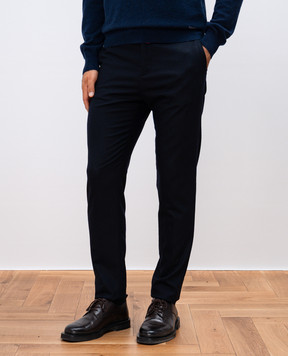 Kiton Синие брюки из шерсти с вышивкой логотипа UFPPEK0123E