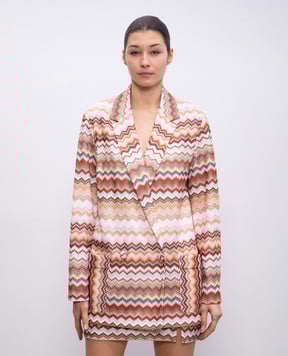 Missoni Коричневый двубортный жакет в узор с люрексом. DS25SF04BR00ZV