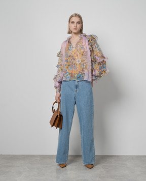 Etro Розовая блузка из шелка в цветочный узор. WRJA002999SA1A0