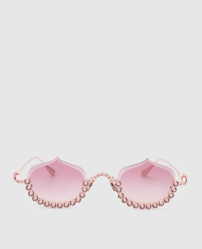 Anna-Karin Karlsson Розовые солнцезащитные очки CRYSTAL MERINGUE с розовым золотом и кристаллами Swarovski S2327703