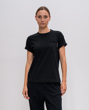 Brunello Cucinelli Чорна футболка з ланцюжком моніль M0T18BB300