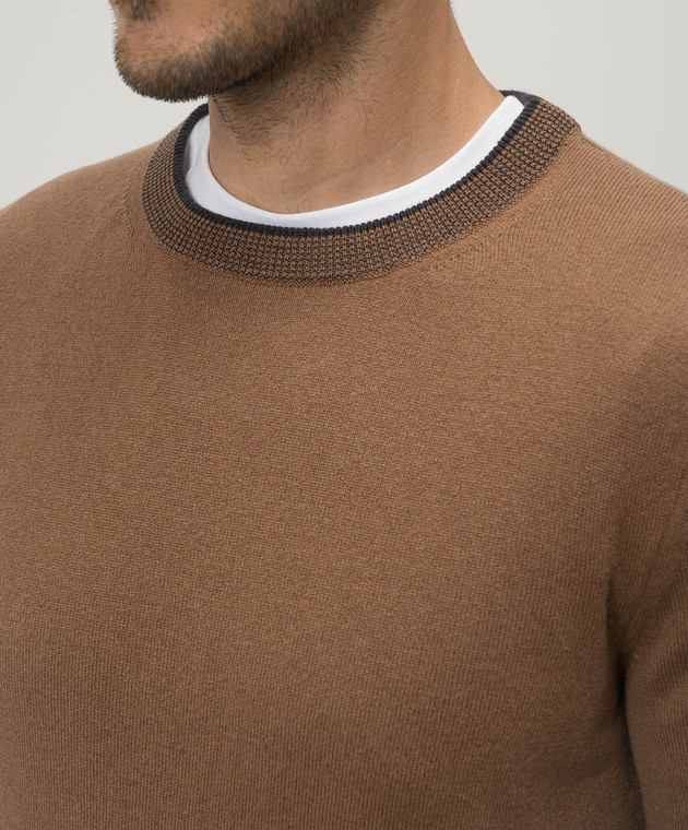 Peserico Коричневый джемпер из шерсти, кашемира и шелка R59361F12E9018 изображение 5