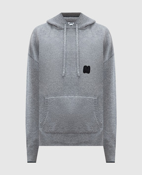 MSGM Сіре худі з вовни і кашеміру з нашивкою 3740MM200247790