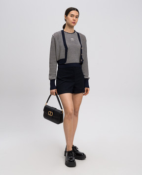 Twinset Синій укорочений кардиган в смужку з топом 251TP3320