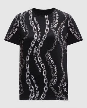 Versace Jeans Couture Черная футболка в принт Chain Couture 77HAH613JS365