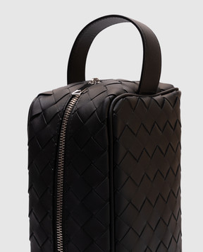 Bottega Veneta Чорний шкіряний несесер Intrecciato 729295VCPQ1