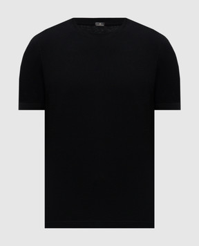 CAPOBIANCO Черная футболка с кашемиром с логотипом 17M660WS004856BLACK
